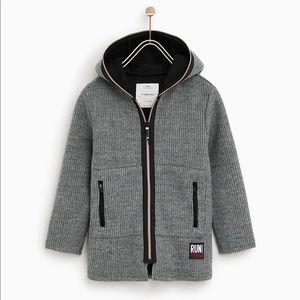 🆕 Zara Boys Hooded Zip-Up Knit Jacket